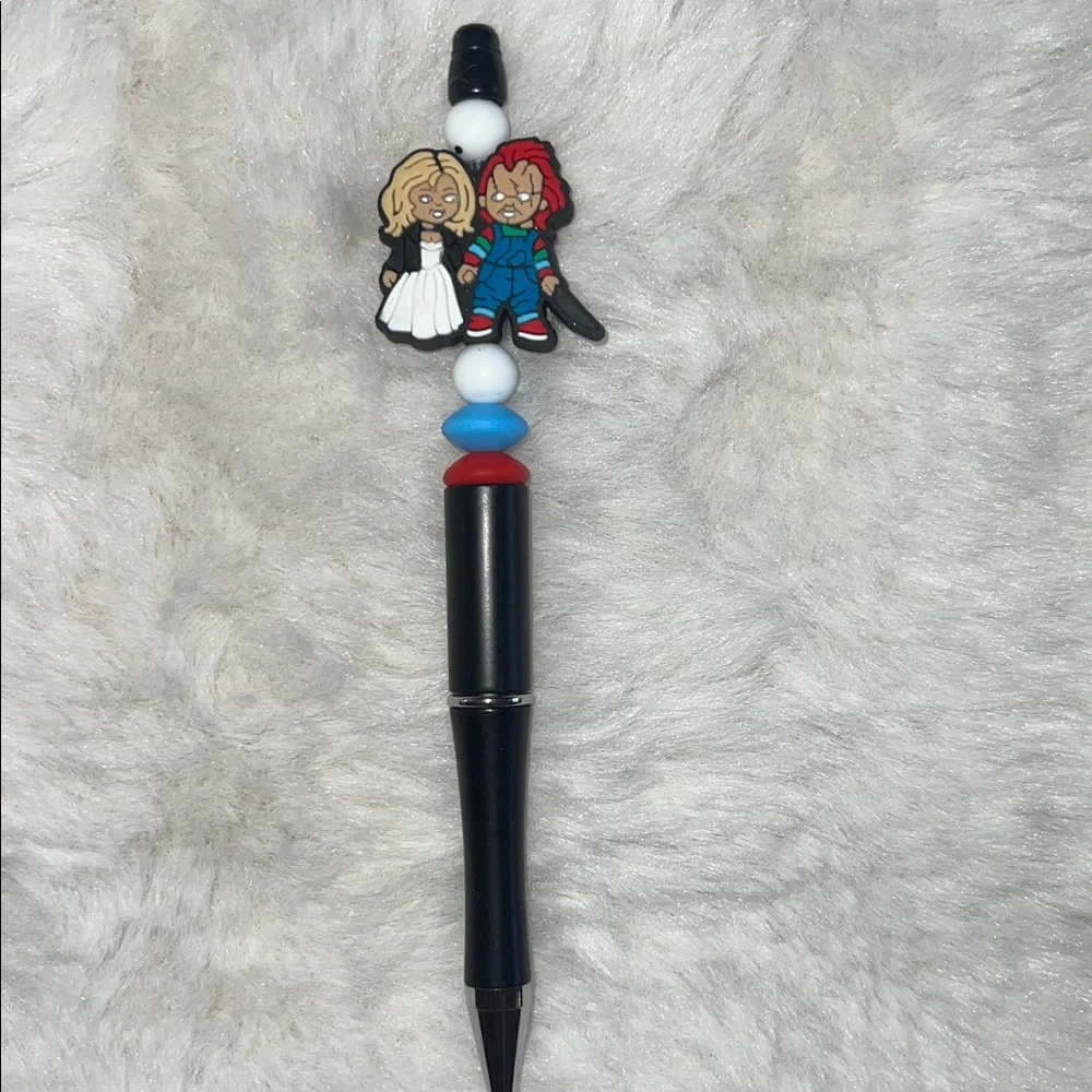 Chucky and Tiffany Black Pen with Character Charms